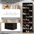 30 Section Hanging Shoe Organizer for Closet, Hanging Closet Organizer and Storage Space-Saving Foldable Clothes Shelf with Sturdy Hooks for Wardrobe, Dorm, Bedroom, Rv, Coffee - Image 4