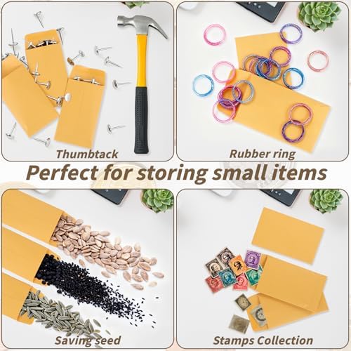 1000 Pack Small Coin Envelope 4.25x 2.5in Gold Kraft Money Envelope Small Cash Envelopes Mini Key Envelopes with Gummed Flap for Home and Office Use - Image 6