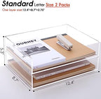 HeZone Paper Organizer, 2 Tier Stackable A4 Size Acrylic Letter Tray, Office/Home/School Organization - Clear - Image 3