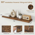 Dreamland 32inch Floating Shelves for Wall, Rustic Brown Floating Shelves for Bathroom|Bedroom|Kitchen, Deep Wall Mounted Book Shelf, Wood Storage Display Shelf for Home Decor, Set of 2 - Image 3
