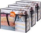 Lifewit 3 Pack Clear Clothes Storage Bags, 95L Plastic Blanket Storage Bag, Vinyl Foldable Moving Bags with Zipper, Closet Organizers and Storage Containers for Bedding, Duvet, Comforter by Lifewit
