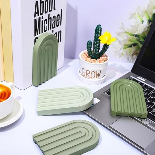Whaline 4 Pcs Boho Wooden Arch Bookends, Sage Green Rainbow, 4 Colors - Image 3