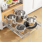 Pull out Cabinet Organizer, 18"W X 21"D, Heavy Duty Smooth Sliding Under Cabinet Shelves for Pots and Pans, Full-Extension Roll out Drawers, Slide out Organization for Home Kitchen Pantry - Image 2