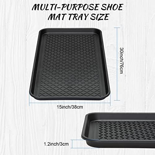 4 Pieces Shoe Tray for Entryway, Waterproof Boot Tray Shoe Mat Multi-Purpose Dog Cat Bowl Mat Pet Food Tray Boot Mat for Entryway Indoor Outdoor Floor Protection (Black,30 x 15 x 1.2 Inch) - Image 2