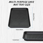 4 Pieces Shoe Tray for Entryway, Waterproof Boot Tray Shoe Mat Multi-Purpose Dog Cat Bowl Mat Pet Food Tray Boot Mat for Entryway Indoor Outdoor Floor Protection (Black,30 x 15 x 1.2 Inch) - Image 2