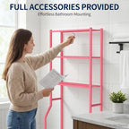 Livilord 3-Tier Over Toilet Storage Rack, Anti-Wobble, Pink - Image 3