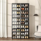 Vipbox Shoe Rack Organizer Cabinet for Closet Entryway,Clear Shoe Storage Boxes Stackable Sneaker Storage with Door Easy Assembly Black Shoe Cabinet with Lids Large 10 Tiers 40 Pairs - Image 2