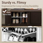 DINZI LVJ Shoe Storage Bench with Cushion, Door, Espresso 47.2" LX17.7 H - Image 5