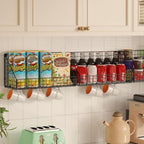 X-cosrack 3-Tier Stackable Detachable Snack Organizer (Large Size), Countertop Display/Wall Mounted Shelf with 5 Hooks Wire Basket Snack Shelf for Office Cabinets, Kitchen, Pantry, 11.8x7.8x22 Inch - Image 5
