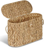 efluky Toilet Paper Storage Basket, Water Hyacinth Slim Toilet Paper Holder with Lid- Holds Up to 9 Mega Rolls, Home Bathroom Decor Organizer by efluky