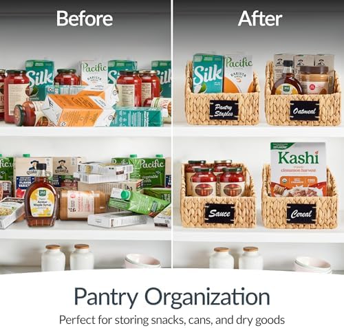 Best Choice Products Pantry Baskets for Organizing, Wicker Basket w/Built-in Handles, Handwoven Wicker Storage Baskets for Shelves, Water Hyacinth, 2-Pack - Natural - Image 7