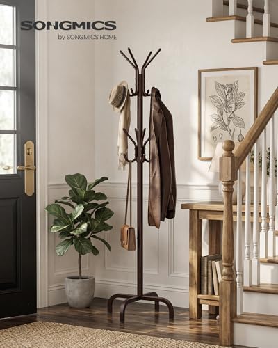 SONGMICS Coat Rack Freestanding, Steel Stand with 16 Hooks and 4 Legs - Image 2