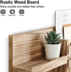 Lwenki Mail Organizer for Wall Mount – Key Holder with Shelf Includes Letter Holder and Hooks for Coats, Dog Leashes – Rustic Wood with Flush Mounting Hardware (16.5” x 8.7” x 3.5”) (Wood) - Image 3