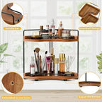 2-Tier Corner Bathroom Counter Organizer, Larger, Acacia Wood - Image 4