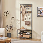 Yaheetech 3-in-1 Hall Tree with Bench, Shoe Rack for Mudroom, Rustic Brown - Image 4