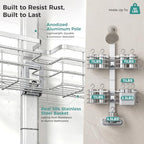 Adjustable Shower Caddy Hanging Over Shower Head, Storage Organizer Rack - Image 7