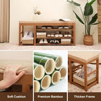 PETKABOO Shoe Rack Bench with Cushion 39.4“, Shoe Rack for Front Door Entrance, Shoe Bench with Storage for Entryway Hallway Bedroom Living Room - Image 6