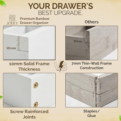 Bamboo Kitchen Utensil Drawer Organizer for Silverware | 100% Natural Expandable 14-20 Inch Kitchen Drawer Organizers for Utensils | Non-Slip Base | Screwed Joints for Long-Lasting Durability - Image 3