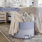 INDRESSME 115L Extra Large Woven Rope Blanket Basket Living Room Blue - Image 5