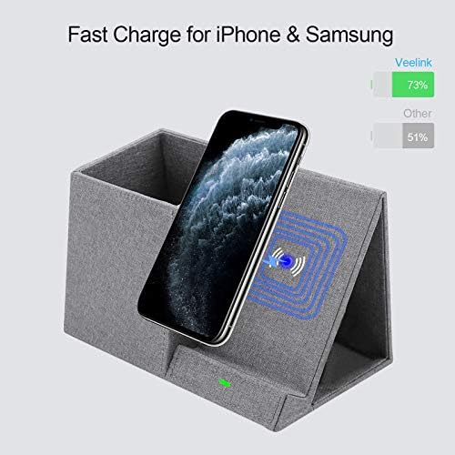 COSOOS Fast Wireless Charger with Desk Organizer, Desk Phone Charger Compatible with 12/12 Pro/12 Pro Max/12 Mini/SE /11/11 Pro Max/XS, Galaxy S20/S20+/S10/Note 10/Note 9/(No AC Adapter) - Image 3