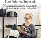 Nature's Decorations Black Agate Bookends – A+ Grade Geode Heavy Duty Decorative Stone Crystal Book Ends for Shelves & Bookcases, Natural Polished Bookshelf Decor, 1 Pair 4-6Lbs - Image 7