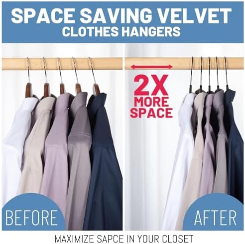 HOUSE DAY Black Velvet Hangers 60 Pack, Non Slip Felt Hanger, Slim Velvet Clothes Hangers for Suits, Shirt, Heavy Duty Coat Hanger for Closet - Image 4