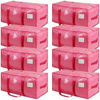 VTSVTS 8 Pack Extra Heavy Duty Large Moving Bags with Comfortable Handle & Strong Zipper,Storage Totes for Space Saving Moving Storage College Supplies Alternative to Moving Box,Pink by VTSVTS