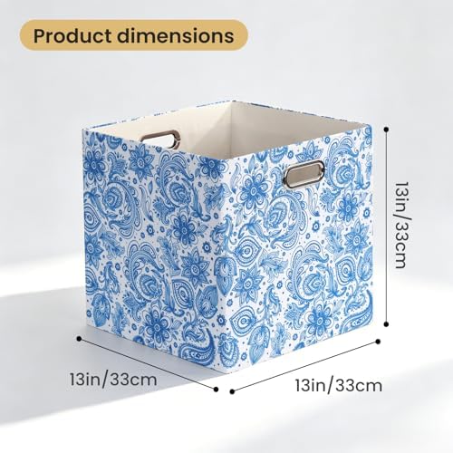 Posprica Cube Storage Bins Fabric Storage Cubes, 13 Inch Collapsible Cubby Storage Bins for Cube Organizer, Decorative Storage Boxes for Shelf Closet Organizer Nursery Toy Storage(Celadon blue) - Image 4