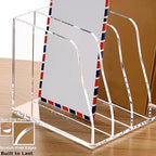 YUXUN Clear Acrylic File Folder Holder - 5 Vertical Compartments - Image 3