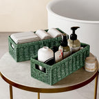 Vagusicc Wicker Storage Basket, Paper Rope Wicker Baskets with Handles, Toilet Paper Basket for Toilet Tank Top, Small Wicker Baskets for Organizing Shelves, 2-Pack, Green - Image 5