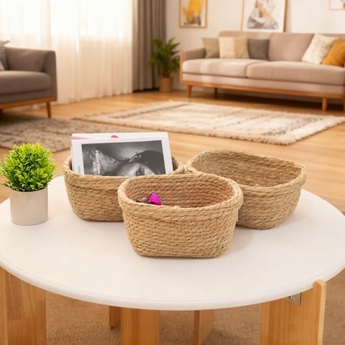 Kingwillow Square Seagrass Baskets for Organizing, Set of 3 - Image 7