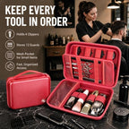 Boobowl Hard Travel Case for Hair Clippers, Barber Tool Organizer, Red - Image 3