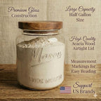 Kitchentoolz Half Gallon Glass Mason Jars with Airtight Push to Close Wooden Lids - Food Storage & Canning Jars with Measurement Markings - Pantry Containers for Flour, Sugar & Dry Goods - 64 oz (4pk) - Image 4