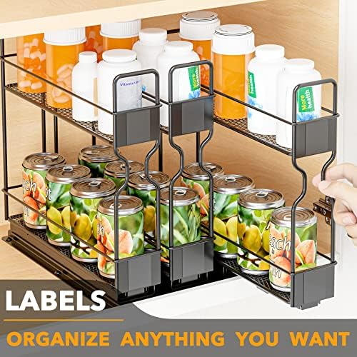 SpaceAid Pull Out Spice Rack Organizer, Heavy Duty Slide Out Seasoning Kitchen Organizer, Cabinet Organizer, with Labels, 7.7" W x10.75 D x10 H, 3 Drawers 2-Tier - Image 5