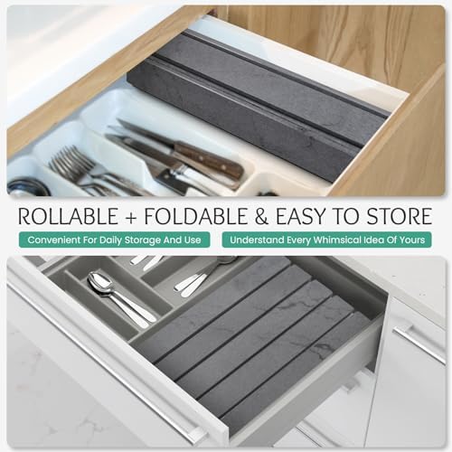 Stone Dish Drying Mat Collapsible Diatomaceous Earth Absorbent Mat Quick Dish Drying Pad Dish Rack Pad Match Any Counterto Multiple Usage for Kitchen,Bathroom (Dark-Gray Marble Pattern, 24"L x 16"W) - Image 5