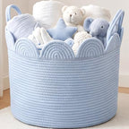 LemonRoad Round Woven Basket Blue, 16" L X 16" W X 14" H by Unknown