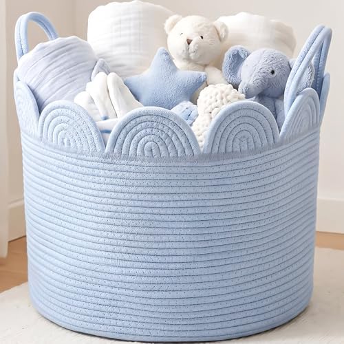 LemonRoad Round Woven Basket Blue, 16" L X 16" W X 14" H by Unknown