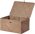 Nonam Large Wicker Basket with Lid,Seagrass Shelf Storage Basket,Coffee by Home