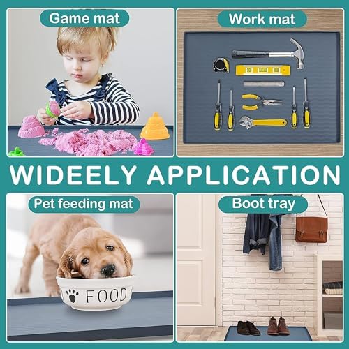 URMONA Waterproof Silicone Under Sink Mat 34'' x 22'' Shelf Liner for Kitchen and Bathroom, Cabinet and Counter Protector, Storage and Organizers, Litter Mat, Pet Cat Puppy Essentials(Cream) - Image 6