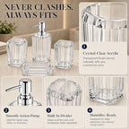 LGURT 4-Pc Clear Bath Access Set — Crystal Acrylic Dispenser, Dish & Holder - Image 3