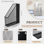 Sliner 2 Pack Metal Magazine Holder Black Mesh Steel Document Rack 1 Section File Organizer Extra Wide Magazine Folder Storage Desk Tidy for Office Home, 12.6”x 9.8”x 3” - Image 2
