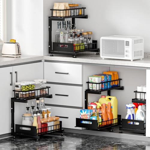 Saydear L-Shaped Under Sink Organizer, 2-Tier Pull-out Cabinet Rack 1-Pack - Image 3