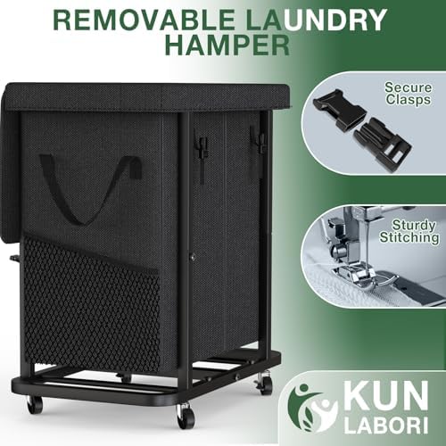 Laundry Basket with Lid,190L Rolling Laundry Hamper with Wheels,Black - Image 5