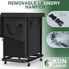 Laundry Basket with Lid,190L Rolling Laundry Hamper with Wheels,Black - Image 5