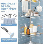 Corner Shower Caddy Tension Pole, 4-Tier SS Bathroom Storage Rack - Image 5