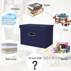 STOREONE Fabric Storage Cube Bins Foldable Organizer Container Collapsible Basket with Lids and Metal Handles, for Home, Bedroom, Closet 6 Pcs (Navy Blue) - Image 3