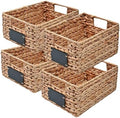 happimess Lane Hyacinth Wicker Pantry Baskets 9"x12"x5", Natural, Set of 4 by Happimess