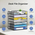7 Tier Paper Organizer for Desk with Mesh Letter Trays and Handle 2 Pack - Image 5