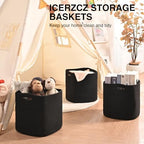 ICERZCZ 11 Inch Cube Storage Bins, Storage Cube Organizer Bins, Woven Cotton Rope Basket for Storage, Storage Baskets for Organizing Shelves, Square Baskets for Toys, Black (Pack of 3) - Image 6