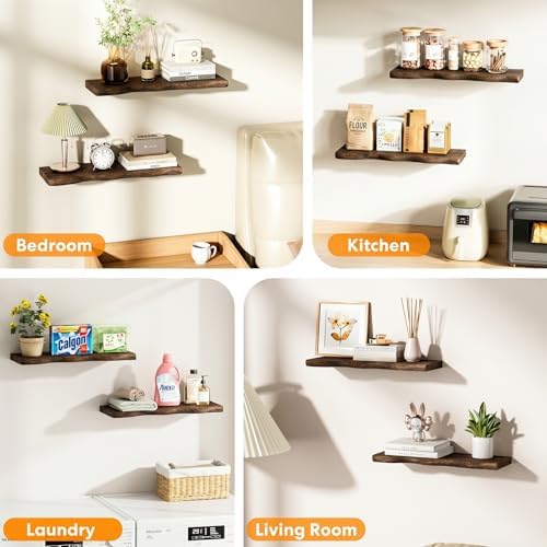 Organic Wavy Edge Floating Shelves,Hidden Brackets,2 Pack 36 in - Image 5